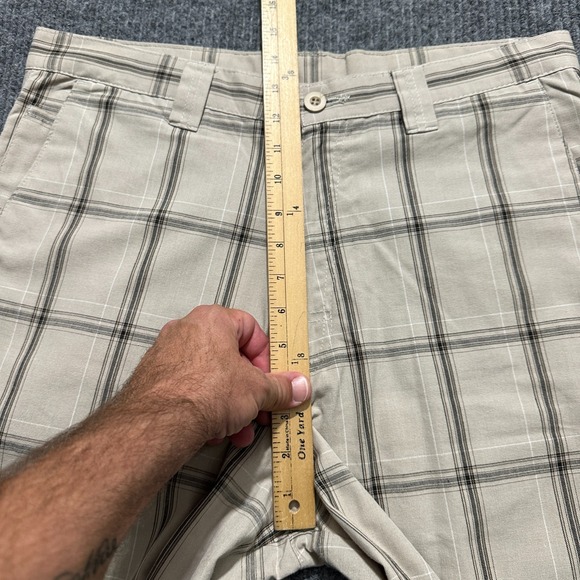 Burnside Mens Bermuda Shorts Size 34 Beige Plaid High Rise Outdoor Casual - Picture 3 of 8